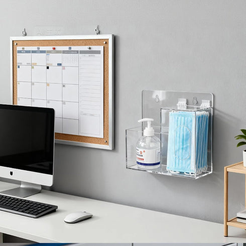 Countertop, 2 SEANADO Face Mask Dispenser and Hand Sanitizer Holder Stand Wall Mount or Hygiene Station