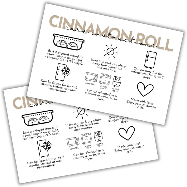 Lashicorn Cinnamon Roll Care Instruction Storage Cards | 30 pk 4x6 Tan Minimalist