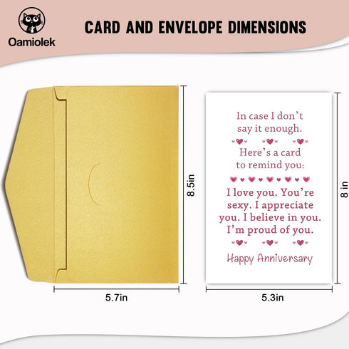 Oamiolek Romantic Anniversary Card for Him Her, Funny Anniversary Card for Husband Wife, Sweet Valentine's Day Card