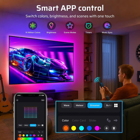 inShareplus 9.8ft 32-43in Smart TV LED Backlight, Flowing Color Changing TV Light Strip, LED Strip Lights for TVs