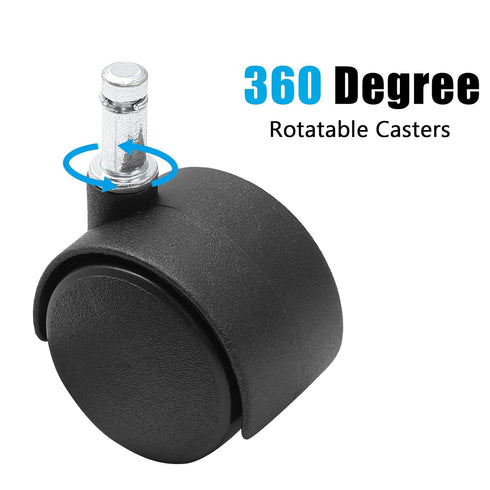 5pcs 1.5 Inch Swivel Caster Wheels, M8 Circlip Stem, Heavy Duty Black Nylon Replacement for Furniture, Table, Cabinet