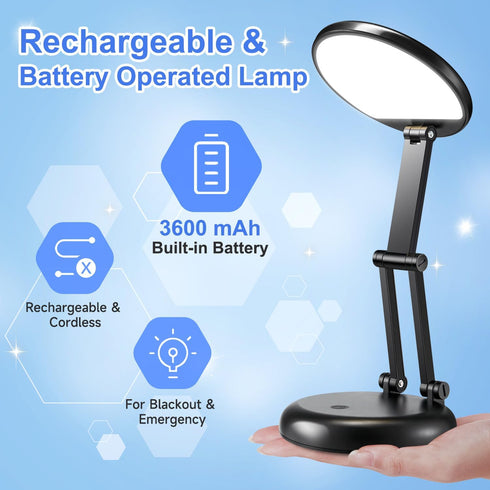 Battery Operated Lamp,3600mAh Battery Powered Lamp,Rechargeable Lamp Battery Lamp,Wireless Lamp Cordless Lamps Rechargeable Table Lamp,Dimmable Desk Lights for Home Office,Desk Lamps for Home Office by One Fire
