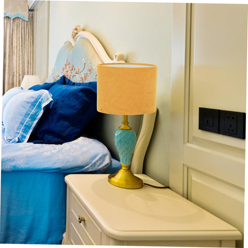 1pc E27 Oval Lamp Shade Cloth Lampshade Lamp Cover Clip on Cover Shade Modern for Table and Floor Light Golden