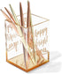 Paper Junkie Gold and Clear Acrylic Pen Holder with Inspirational Quotes, 2.95 x 4.45 In