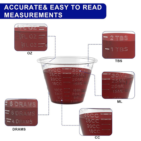 ReliMedPro pack 1000, 1 oz (30ml) disposable medicine cups graduated, bulk of small plastic measuring cup for liquid