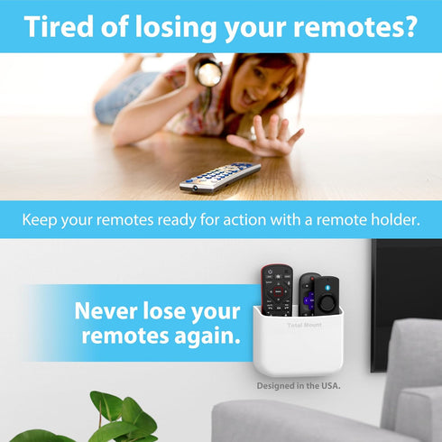 TotalMount Hole-Free Remote Holder | Eliminates Need to Drill Holes for 2 or 3 Remote Controls
