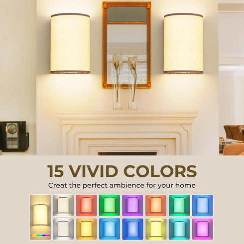 Set 2, 15 10 5000mAh Set 2 Battery Operated Wall Sconces of Rechargeable Wall Sconces Colors Wall Lamp with Remote