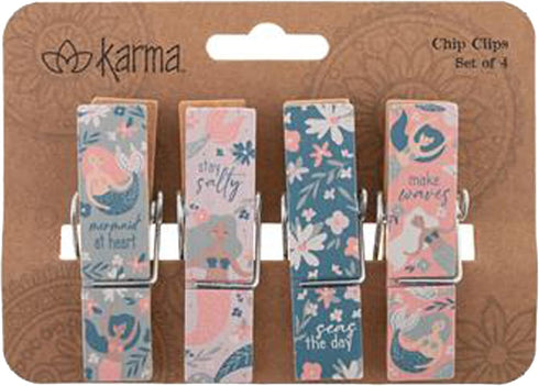Karma Gifts Chip Clips, One Size, Mermaid Design