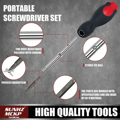 SUNHZMCKP 18-in-1 Portable Screwdriver Set with Slotted/Philips/Pozi/Torx/Square and Magnetizer Demagnetizer