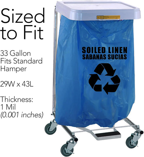 33 29" 43" 1 0.001 Inch, 25 RESILIA Heavy Duty Soiled Linen Bags - Hospital Waste Disposal, Laundry Bag, Trash Liner