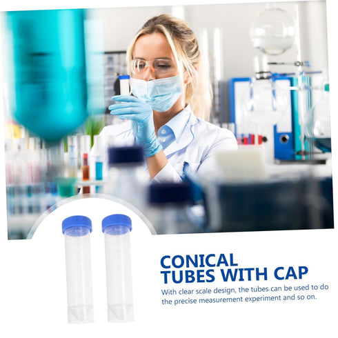 50 pcs Centrifuge Tubes with Screw Caps - Graduated Non Pyrogenic RNase Plastic Laboratory Test Tubes