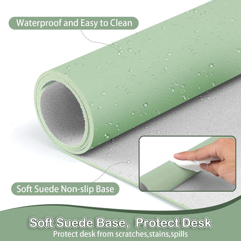 Boutilon (XXL-Green,47.2"x 17") Leather Desk Pad Protector,Non-Slip Mouse Pad,Laptop Desk Pad,Office Mouse