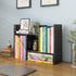 YSJILIDE Wood Adjustable Small Desktop Bookshelf, Expandable Storage Organizer, Office Supplies Desk Rack (Black)