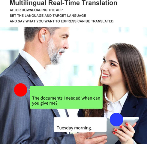 J101 Bluetooth Language Translator Earbuds, Real-Time Translation for 144 Languages, Noise Reduction Device for Instant