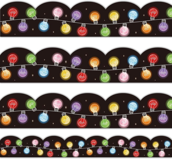 Whaline 32.8ft Light Bulb Bulletin Board Borders Colorful Die-Cut Rolled Trim for School Classroom Office Decor