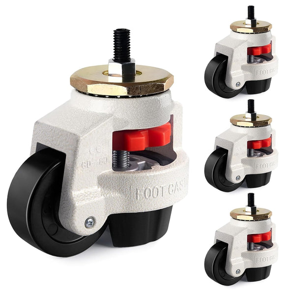Retractable Leveling Machine Casters, 4 Pcs, 4400 lbs Capacity, Heavy Duty 1100 lbs Each Caster
