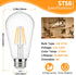 Brightever 4-Pack Vintage LED Edison Bulbs 60W Equivalent, 6W ST58 2700K Warm White Antique LED Filament Bulbs, E26 Medium Base, Clear Glass Style for Home and Commercial, Non-dimmable by Brightever