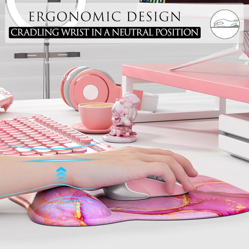 MROCO 9.4 8.1 Ergonomic Mouse Pad with Gel Wrist Rest, Smooth Wrist Support Surface, Non-Slip PU Base for Pain Relief