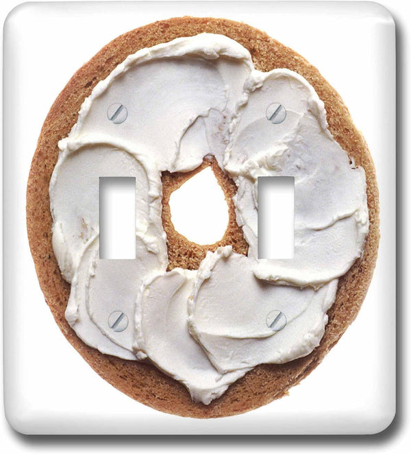 3dRose Bagel With Cream Cheese Isolated On White double toggle switch