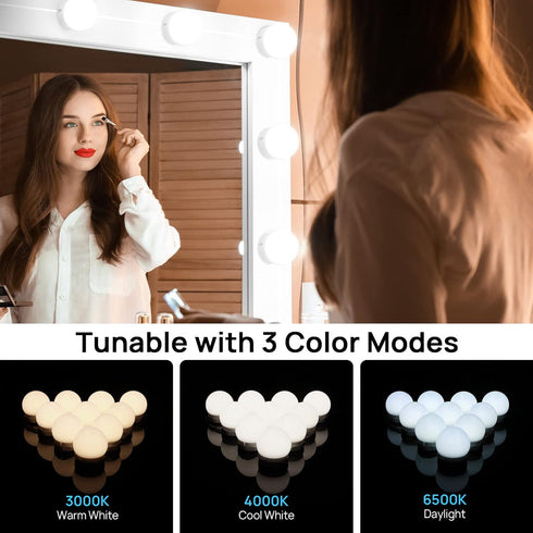 10 Dimmable Bulbs, LED Vanity Lights For Mirror, Consciot Hollywood Style Vanity Lights With Adjustable Color