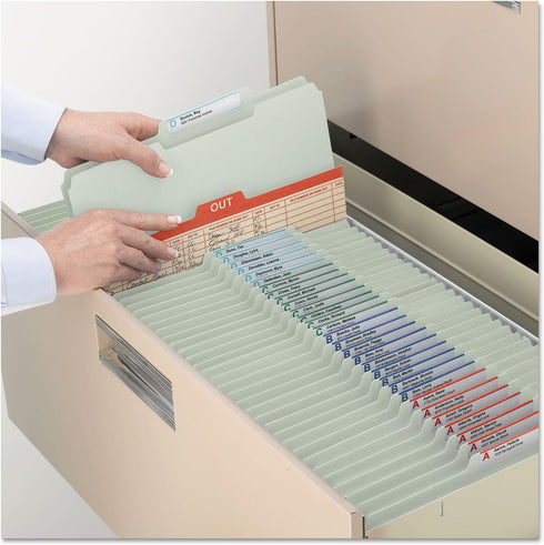 Smead Pressboard File Folder, 1/3-Cut Tab, 2" Expansion, Legal Size, Gray/Green, 25 per Box