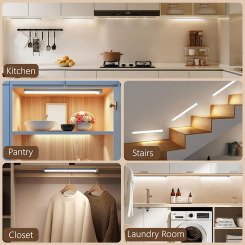 12 3 Dimming, Closet, (2 Pack) DWEPTU Rechargeable Motion Sensor Light Indoor, LED Under Cabinet Lighting with Modes