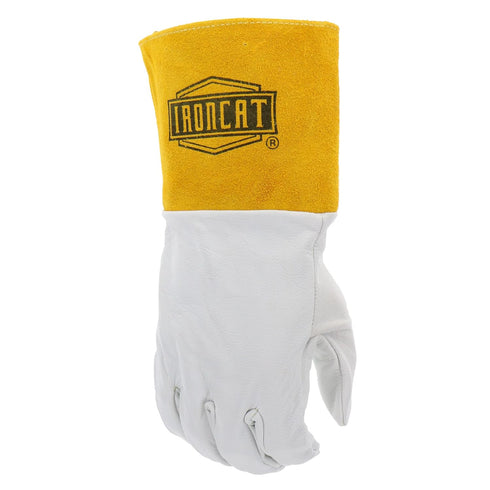 IRONCAT 6141 Kidskin TIG Welding Gloves, Medium, Kevlar Thread with 4 in. Gold Cuff