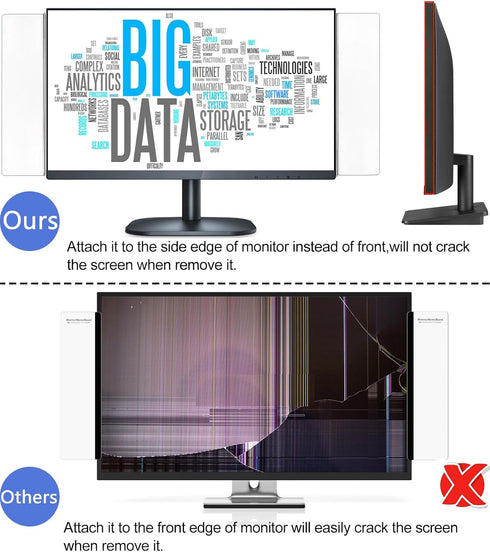 Yocoolfun 2 Monitors,13.6 3.6 Inch Pcs Large Computer Monitor Memo Board for No Edge X Monitor Sticky Note Holder