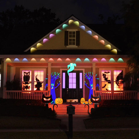 50ft 30 Bulbs 100+ IP67 Permanent Outdoor Eaves Lights, with RGB LED for Festive Decor, Scene Options, Waterproof