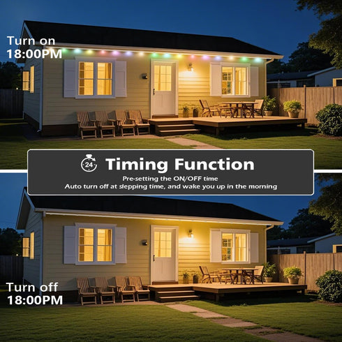 KIKO 100FT Permanent Outdoor Lights,RGB Waterproof Smart LED Eaves Lights with App Remote Control,for Christmas and All