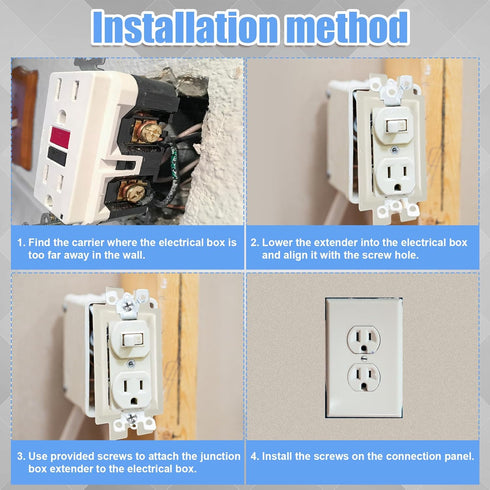 12pcs BE1-12 Electrical Outlet Box Extender, Single Gang with 24pcs Screws for Heavy Duty Outlet Extension
