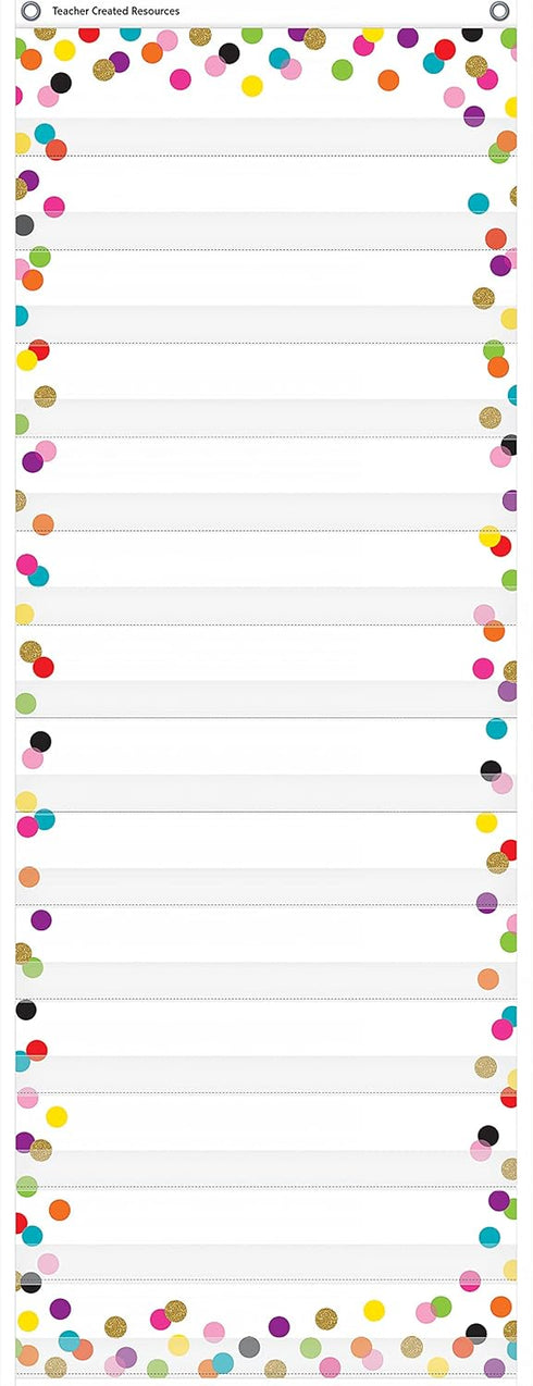 Teacher Created Resources Confetti 14 Pocket Daily Schedule Pocket Chart, 13" x 34"