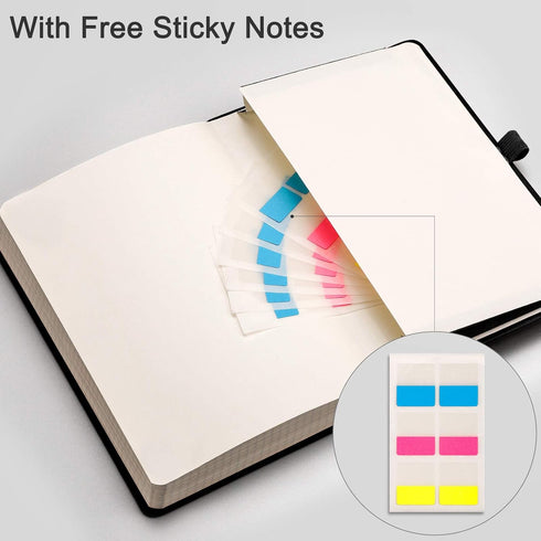 EMSHOI A5 Graph Paper Notebook, 256 Pages, Hard Cover, 120gsm Thick Paper, Smooth PU Leather, Black