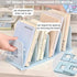 Marte Vanci 4 Slots Desktop File Sorter Organizer, Thickened Plastic Magazine Holder for Office Desk, Blue