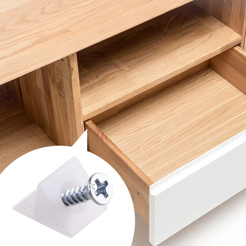 Canomo 50 Packs Plastic Furniture Bottom Sagging Repair Wedges, 90 Degree Drawer Angle Code Bracket with Screws