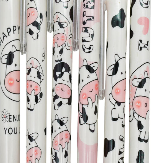 Maydahui 12PCS Cute Milk Cow Gel Pen - Cartoon Animal Pens - Black Ink for Office School Supply