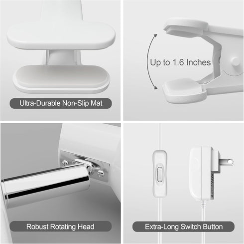 LED Clip on Light, 5W Super Bright Reading Lamp with 330 Rotation for Bed/Desk with Clamp