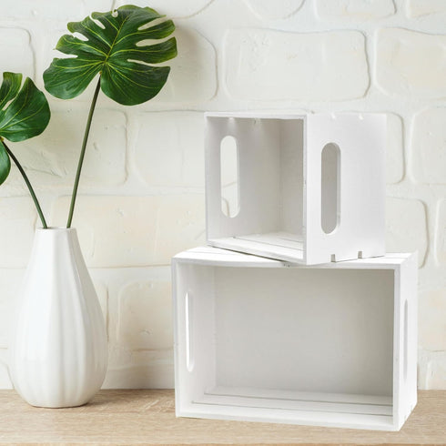 Hampton Art by Leisure Arts Wood Crate, White, 2 pc, Finished Wood by Hampton Art