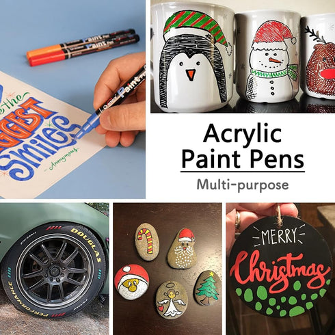 Overseas Paint Pens Paint Markers, Black Permanent Acrylic Paint Pens 2 Pack, Waterproof Extra Fine Marker Pen
