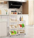 Generic (white,2,flat Rolling Storage Organizer Mobile Storage Shelf with Lockable Caster Wheels, Multifunction Kitchen