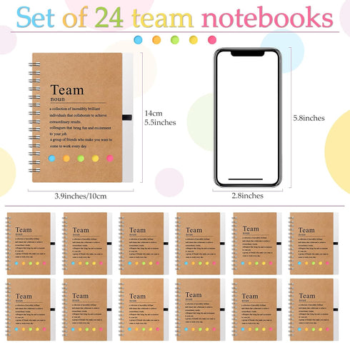 Feifeiya 24 Pcs Team Appreciation Gifts, Inspirational Spiral Notebooks with Sticky Notes for Teacher Coworker Staff