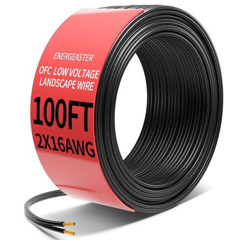 Energeaster 100FT 16/2 Low Voltage Landscape Wire,16 Gauge 2 Conductor,Low Voltage Wire
