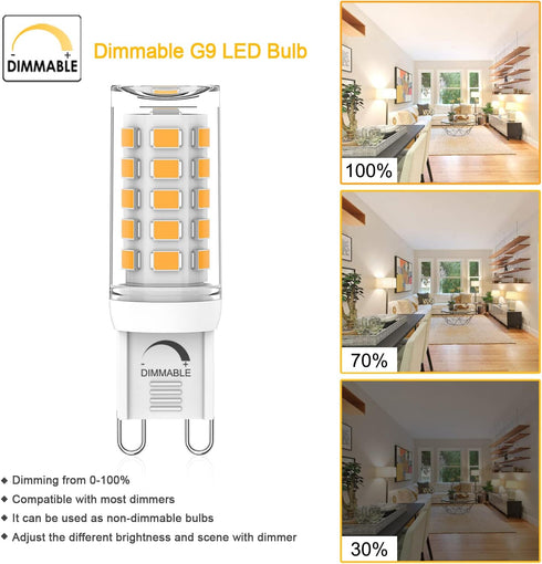 G9 Bulb Dimmable 4W, 40W 3000K 120V G9 Bulbs, 360 Pack 10 YUIIP LED Halogen Equivalent, Warm White AC Bi Pin Base Light