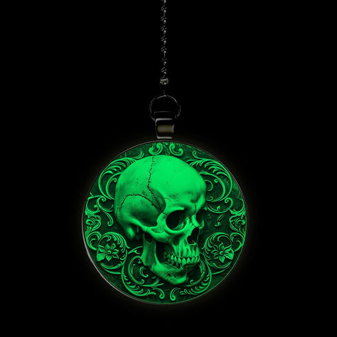 Glow-in-the-Dark Skull Ceiling Fan Pull - Double-Sided Pendant