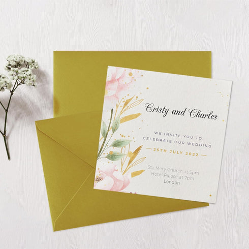 Granhoolm 100 Pack 5x7 A7 Invitation Envelopes, V Flag 5.25 x 7.25 for Weddings, Parties, Greeting Cards (Gold Pearl)
