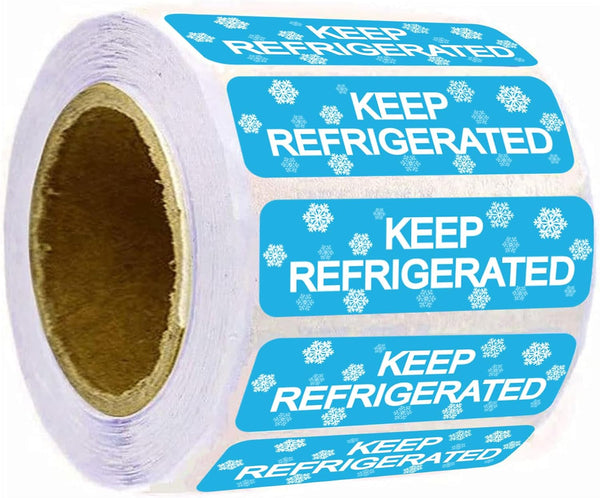 wootile Rectangle Keep Refrigerated Stickers, Waterproof Shipping Labels 0.5 X 1.5 Inch, 500 Adhesive Labels