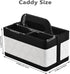 Desk Organizer Caddy with Handle-Portable PU Leather Remote Control Holder-Nightstand Dresser Tote Storage