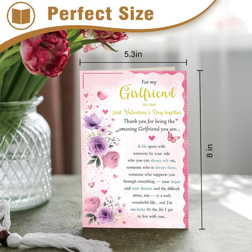 WDphouly 1st Sweet First Valentine's Day Card for Girlfriend, Valentines Day Card from Boyfriend, Romantic Valentines