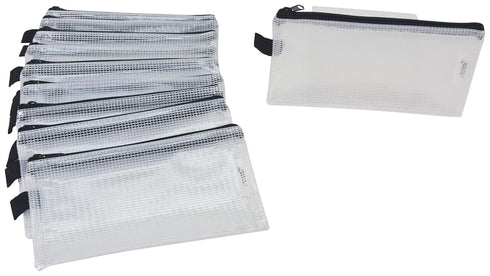 Sax Mesh Tool Case Pouches - 5 x 9 inches, Clear with Black Trim, Pack of 10