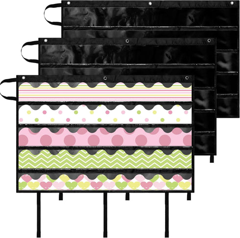 Crtiin 3 Pcs Foldable Bulletin Border Storage Pocket Chart, 41 x 24.5 Inch Classroom Organizer for Wall Borders